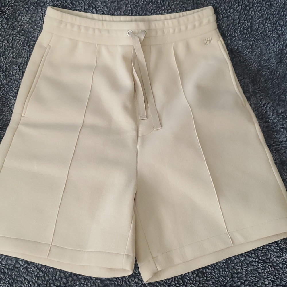 Ami Paris Cream Drawstring Tailored Women's Shorts, Size M